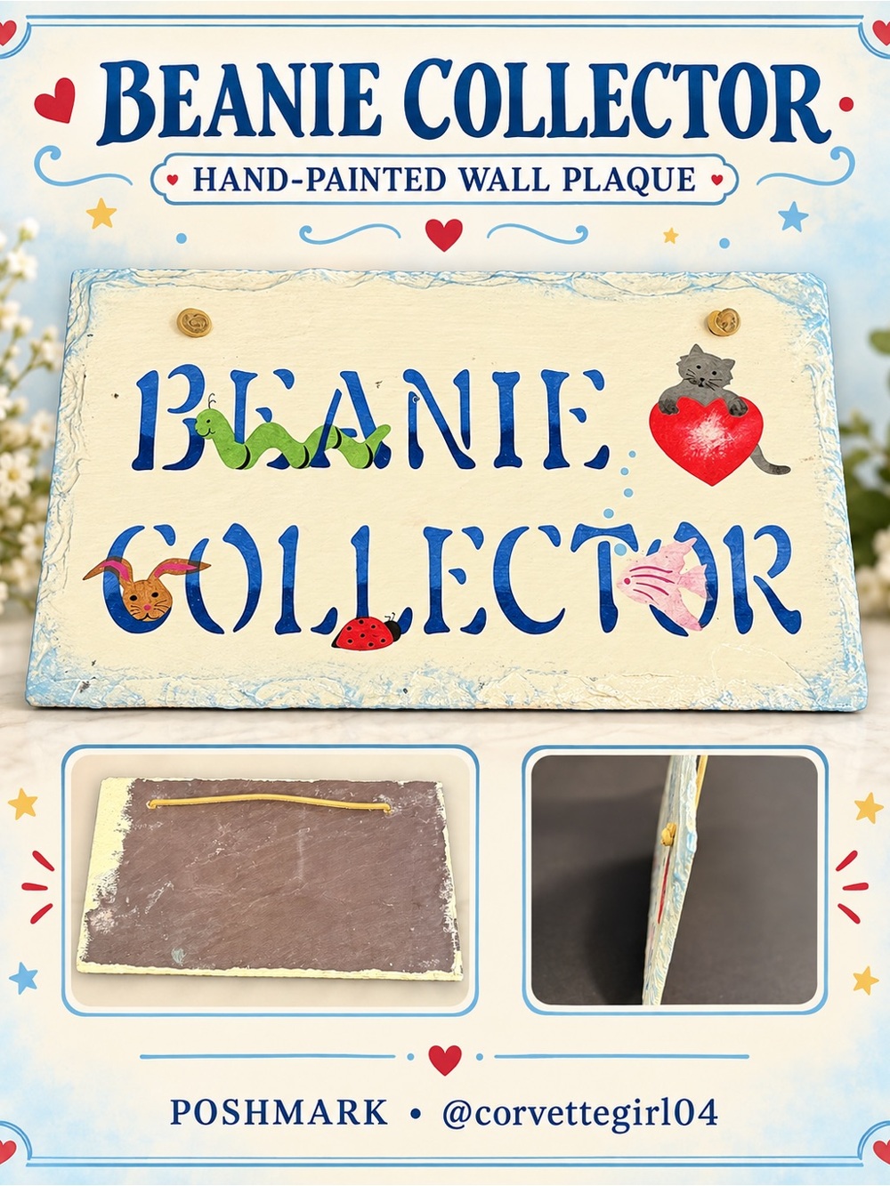 Hand-Painted 'Beanie Collector' Slate Wall Plaque